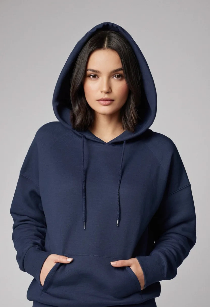 Navy Blue Oversized Hooded Sweatshirt