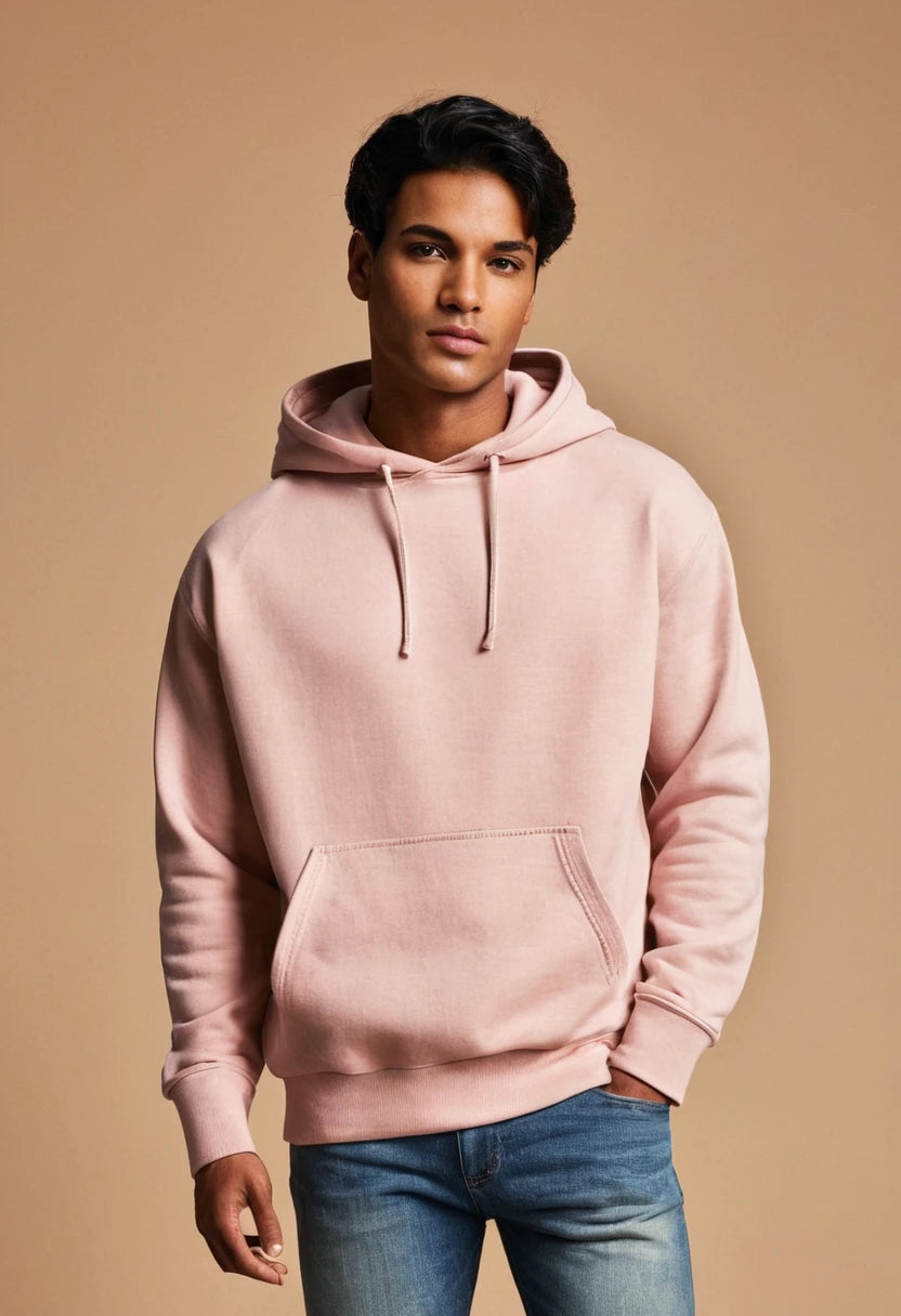 Light Pink Oversized Hooded Sweatshirt