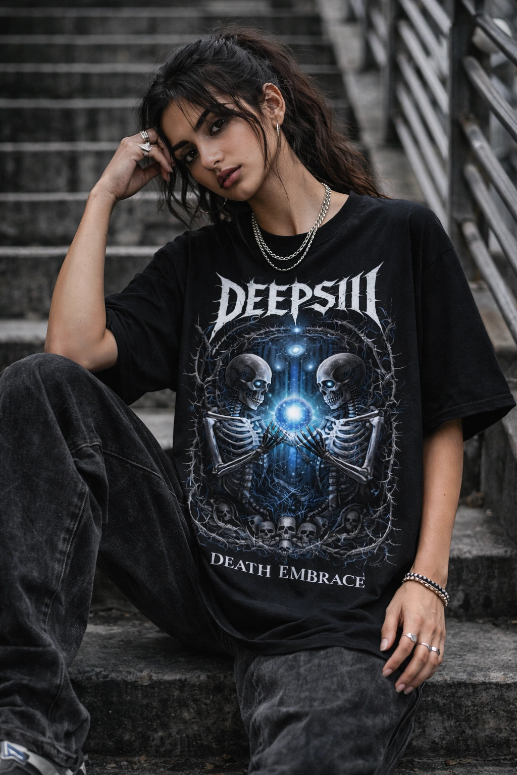 Death Embrace Oversized Graphic T-Shirt