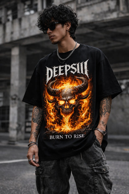 Burn To Rise Oversized Graphic T-Shirt