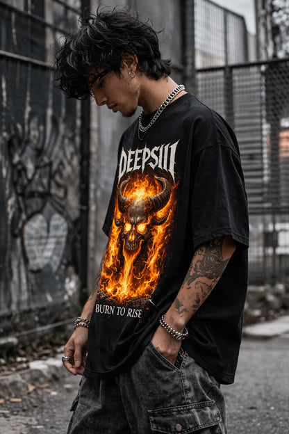 Burn To Rise Oversized Graphic T-Shirt