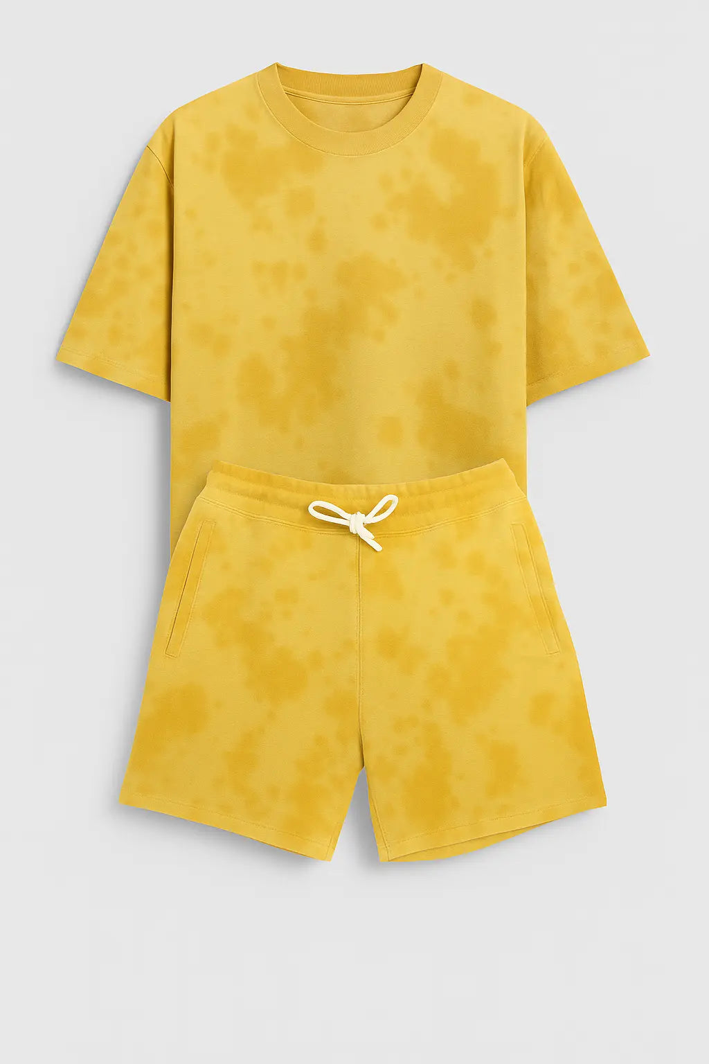 Golden Yellow Tie-Dye Co-ord Set (T-Shirt & Shorts)