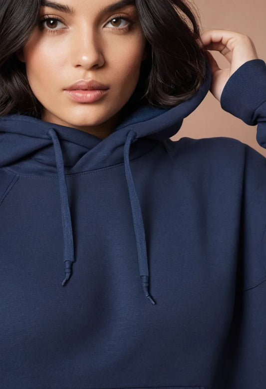 Navy Blue Oversized Hooded Sweatshirt