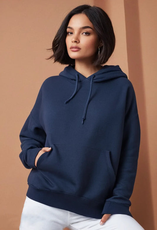 Navy Blue Oversized Hooded Sweatshirt