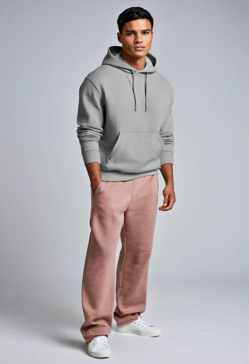 Grey Oversized Men Hooded Sweatshirt