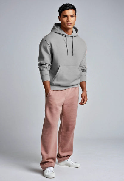 Grey Oversized Men Hooded Sweatshirt
