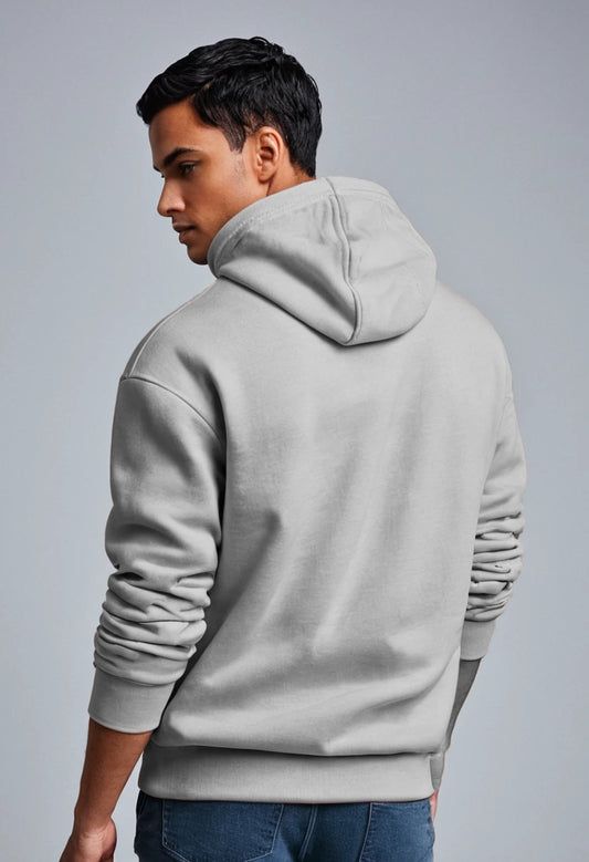 Grey Oversized Men Hooded Sweatshirt