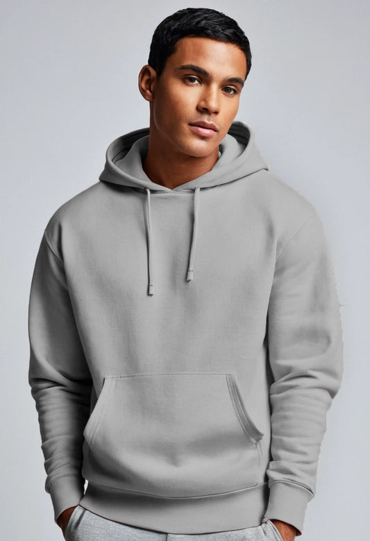 Grey Oversized Men Hooded Sweatshirt