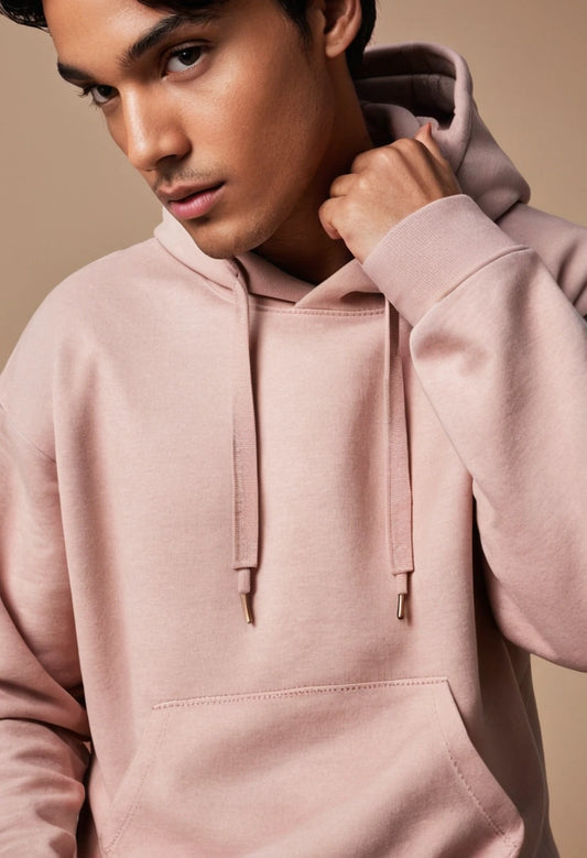 Light Pink Oversized Hooded Sweatshirt