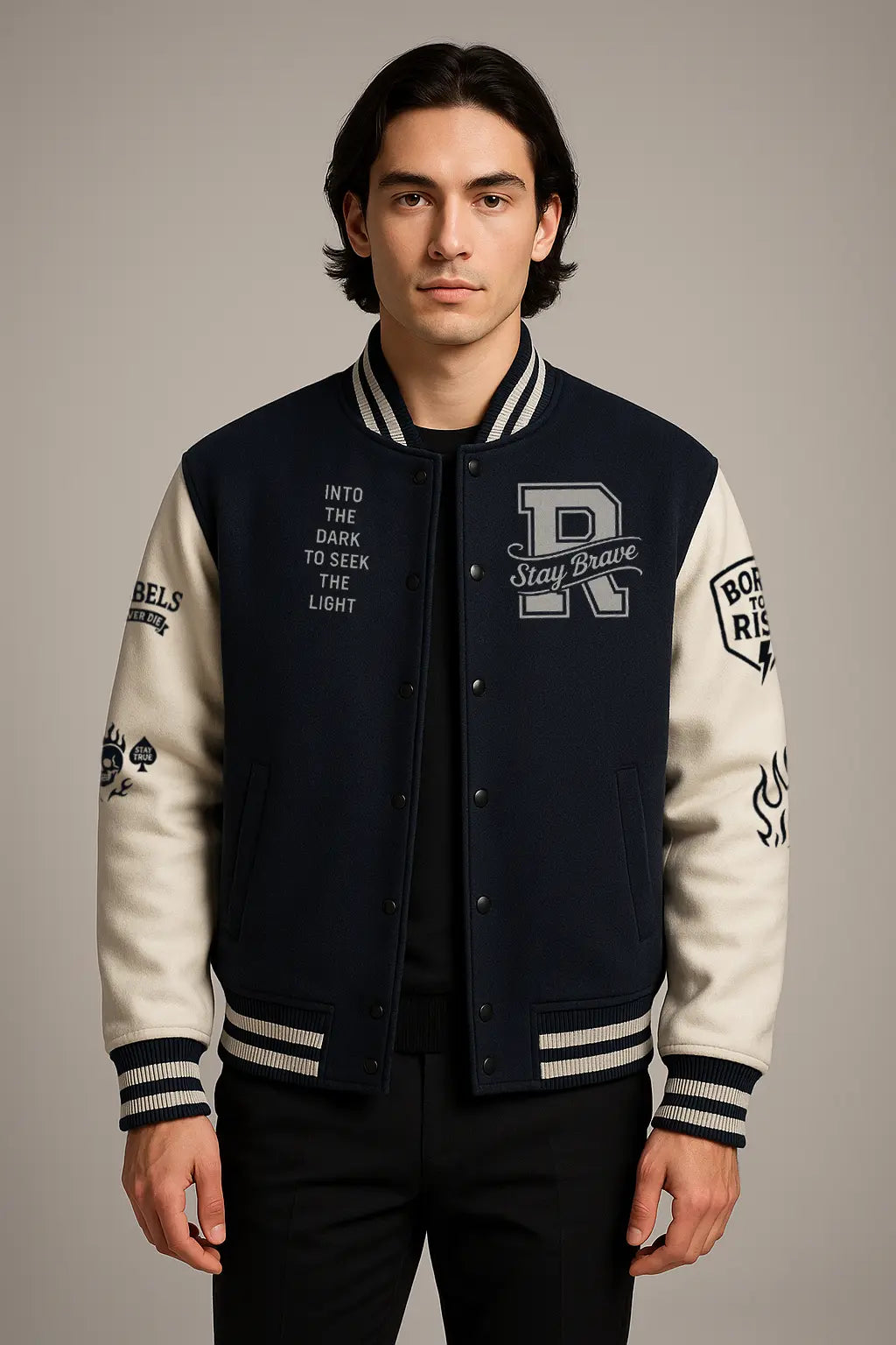 Rebel Heart - Navy Blue Varsity Jacket